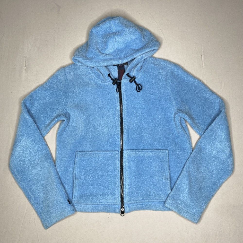 Ralph Lauren Vintage Light Blue Zip Up Hoodie Fleece Sweatshirt